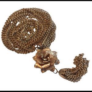 Vintage Triple Chain Necklace With Flower Tassel